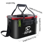JSFUN Fishing Bucket Folding Thickening Living Fish Bucket Without Oxygen Pump Portable EVA Water Tank Outdoor Fishing Live Fish