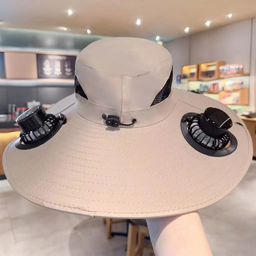 For Outdoor Camping Fishing Hiking Sunscreen Fisherman Hat Solar Fan Cap Portable Solar Charging Cap with Fan Suitable