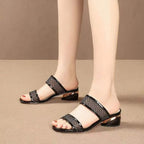 Women Slipper 2024 Summer Brand Woman Flip Flop Fashion Low Heels Ladies Outdoor Beach Slides Open Toe Square Toe Sandals Mujer