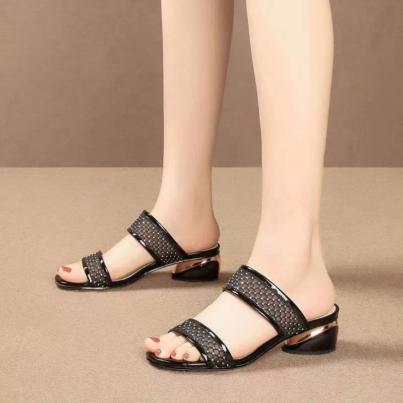 Women Slipper 2024 Summer Brand Woman Flip Flop Fashion Low Heels Ladies Outdoor Beach Slides Open Toe Square Toe Sandals Mujer