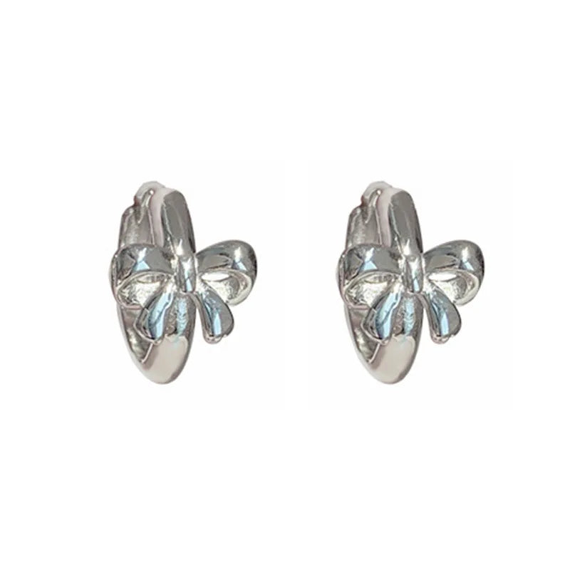 925 Sterling Silver Earrings Woman Bow Luxury Ring Earrings High Quality Engagement Wedding Vintage Chrome Jewelry Accesories