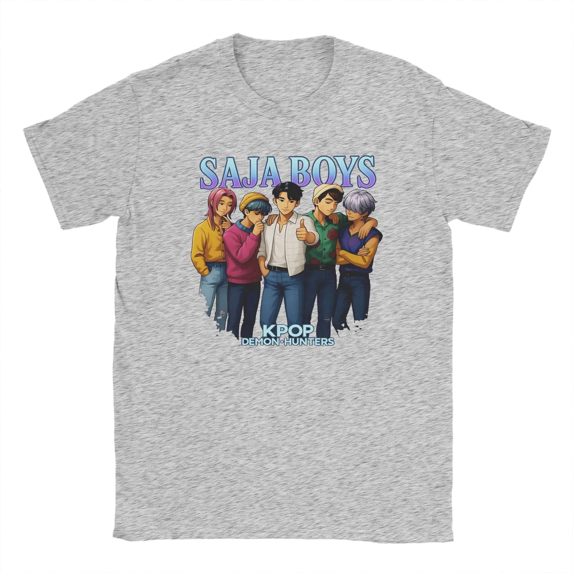 Casual T Shirt Beach Saja Boys Kpop Demon Hunters Anime Style Hippie T Shirts Cotton Tee Shirt for Men Retro Short Sleeve Tees