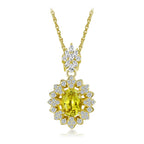 Elegant 4ct Oval Yellow Lab Sapphire Pendant Necklace with Sparkling CZ Accents Gold Tone Chain for Women Fine Jewelry Gift