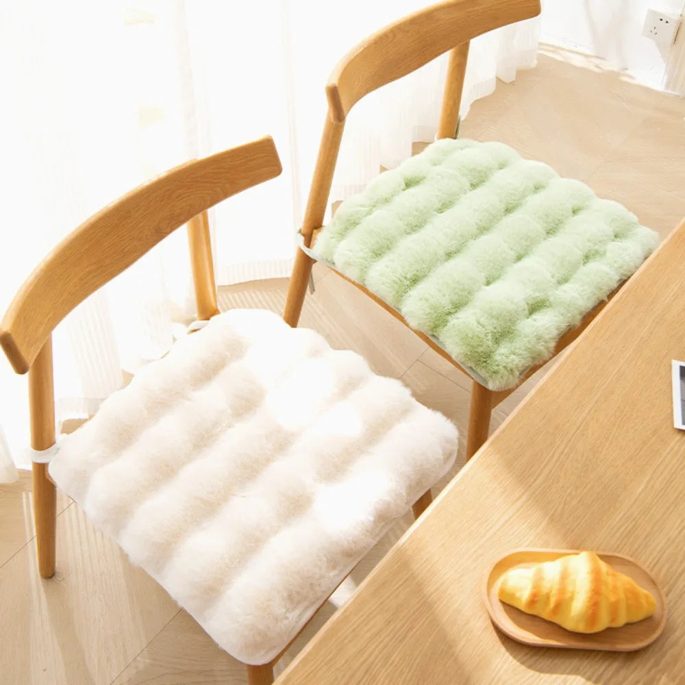 Warm Rabbit Plush Plush Chair Seat Non Slip Thickened Winter Chair Pads Square Chair Seat Pads Home