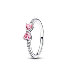 Valentine's Day Gift Red White Heart Stone 925 Sterling Silver Bow Elegance Ring For Women Jewelry Rings For Wedding Party