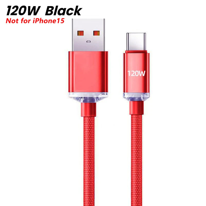 NNBILI 120W USB C Cable Super PD Fast Charger Type C To C Cable For iPhone 15 16 Samsung Xiaomi Huawei Fast Charging Data Cord