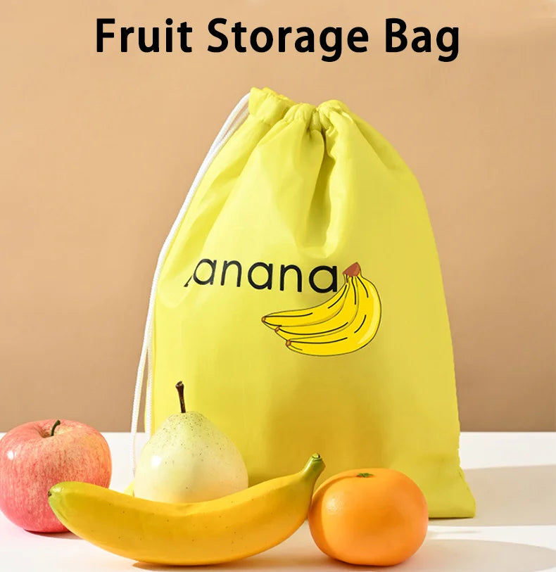 1/2/3/5Pcs Durable Yellow Banana Storage Bags Insulated Fruit Vegetable Fresh-keep Bundle Pocket Drawstring Banana Preserve Bag.