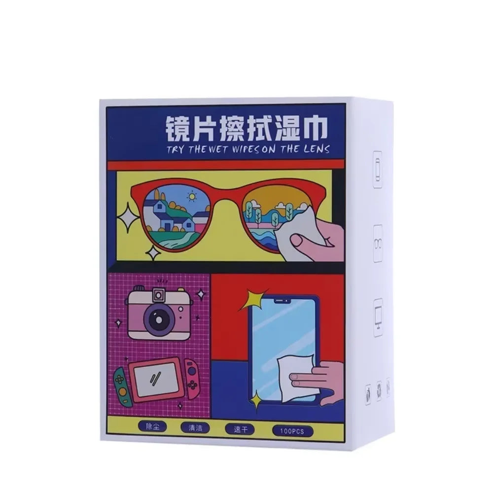 100 pieces glasses  wipes Anti-fog screen cleaning cloth accessories alcohol wipe pad   lens cleaning wipes microfiber tools