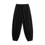 Men Cropped Trousers Men Casual Pants Men's Loose Straight Drawstring Ninth Pants with Elastic Waist Pockets Solid for Daily