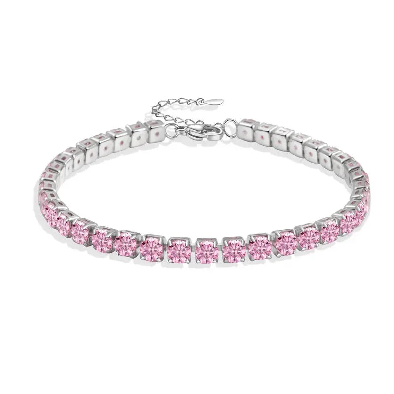 Luxury Hiphop Iced Out  4mm Cubic Zirconia Crystal Tennis Bracelets For Women Men Gold Color Silver Color Bracelet Chain Jewelry