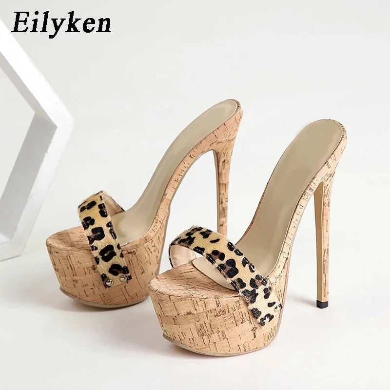 Eilyken Handmade Slipper Women Platform Slingback Sandals Patent Leather Sexy Stiletto Heel Open Toe Pretty White Shoes