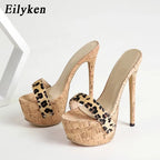 Eilyken Handmade Slipper Women Platform Slingback Sandals Patent Leather Sexy Stiletto Heel Open Toe Pretty White Shoes