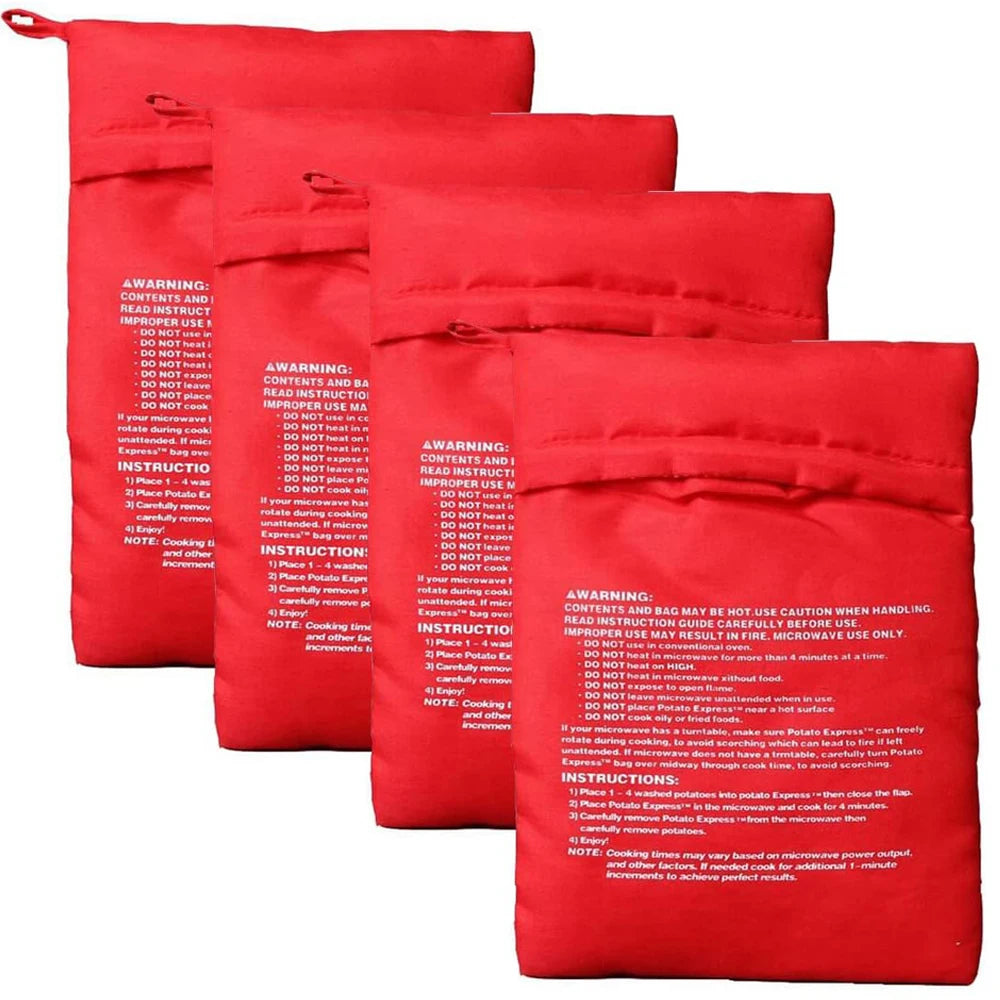 1/4PCS Reusable Express Microwave Potato Bag Saving Time Baking Fabric 4 Minutes Pouch Bag for Any Type of Potatoes Express Bake