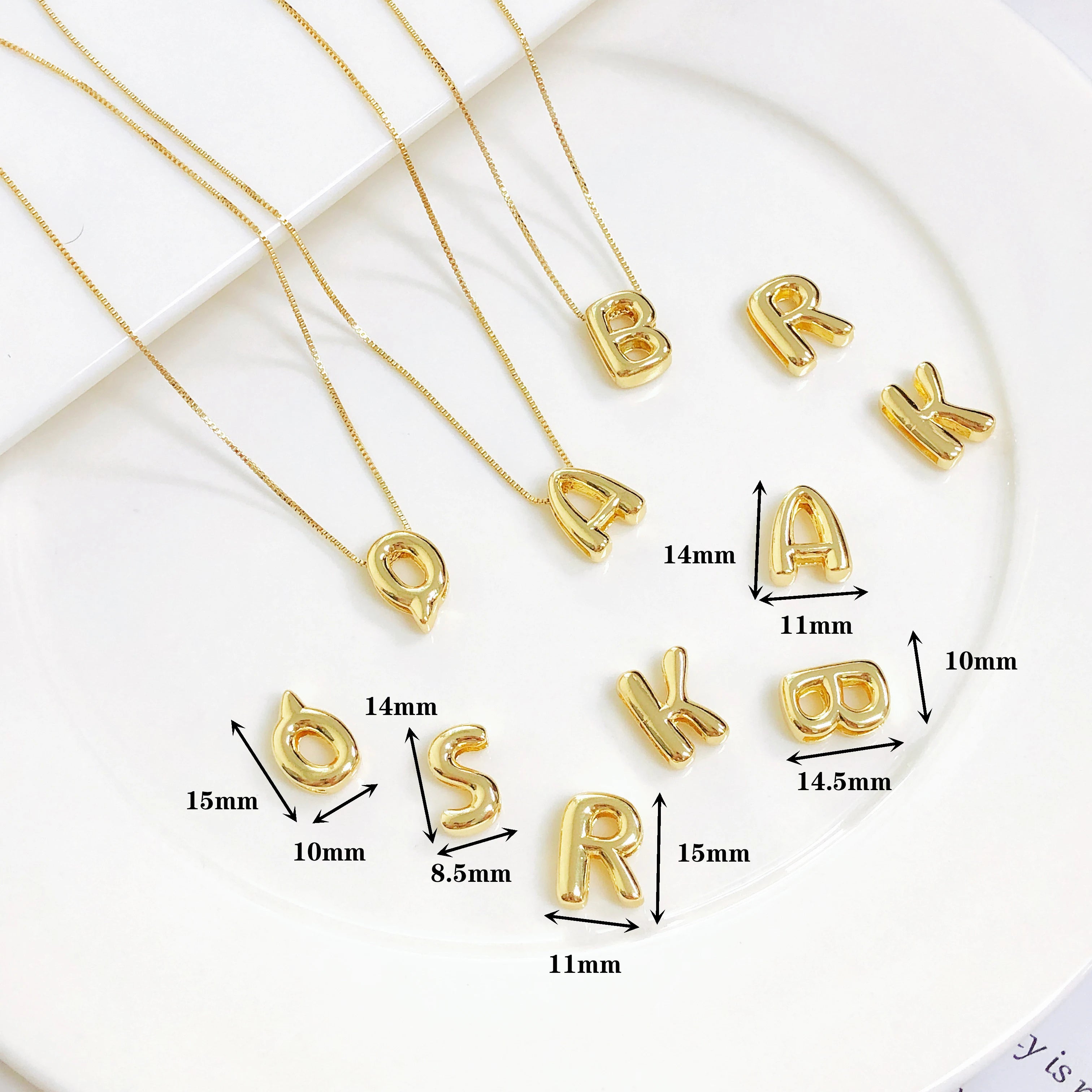 Golden Color Stainless Steel Initial Necklace for Women Girls Chunky Bubble Letter Pendant Necklaces Trendy Collar Jewelry Gift
