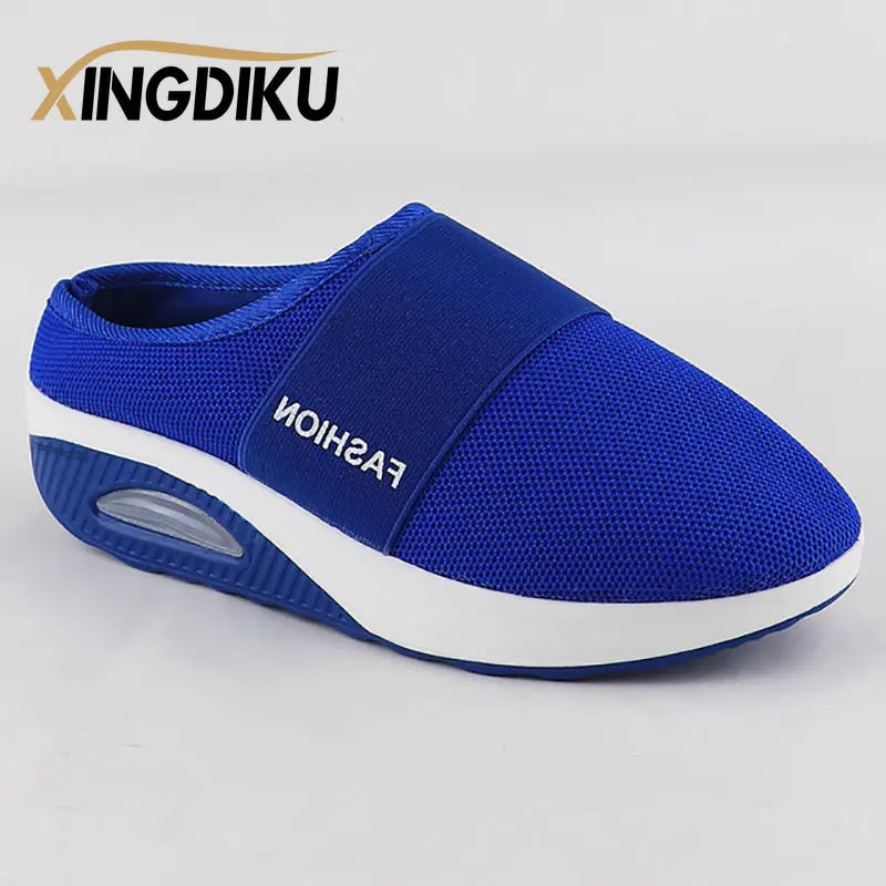 Cushion Slip-On Women Walking Shoes Orthopedic Diabetic Ladies Platform Mules Mesh Lightweight Slippers Wedge Female Sneaker