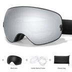 Ourdoor Sports Teen Men Women Ski Goggles-Anti-fog UV400 Eyewear, Christmas and New Year Gift, Free Black Lens and Optical Frame