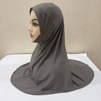 H302 Teenage girls Plain muslim hijab with chin part top quality amira pull on islamic scarf hot sell headscarf ramadan pray hat