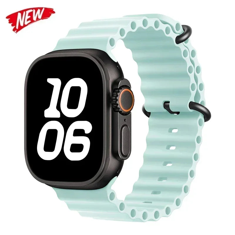 Ocean Strap for Apple Watch Ultra 2 Band 49mm 44mm 40mm 45mm 41mm 42mm 46mm 38mm Silicone Bracelet iWatch Series 10 9 SE 8 7 6 5
