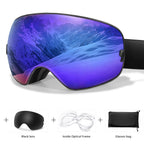 Ourdoor Sports Teen Men Women Ski Goggles-Anti-fog UV400 Eyewear, Christmas and New Year Gift, Free Black Lens and Optical Frame