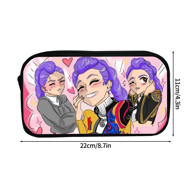 Large Capacity Demon Hunter Pencil Case Cartoon Stationery Organizer Pouch Back to School Pen Bag Makeup Bag Supplies