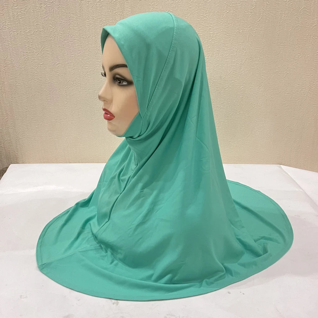 H302 Teenage girls Plain muslim hijab with chin part top quality amira pull on islamic scarf hot sell headscarf ramadan pray hat