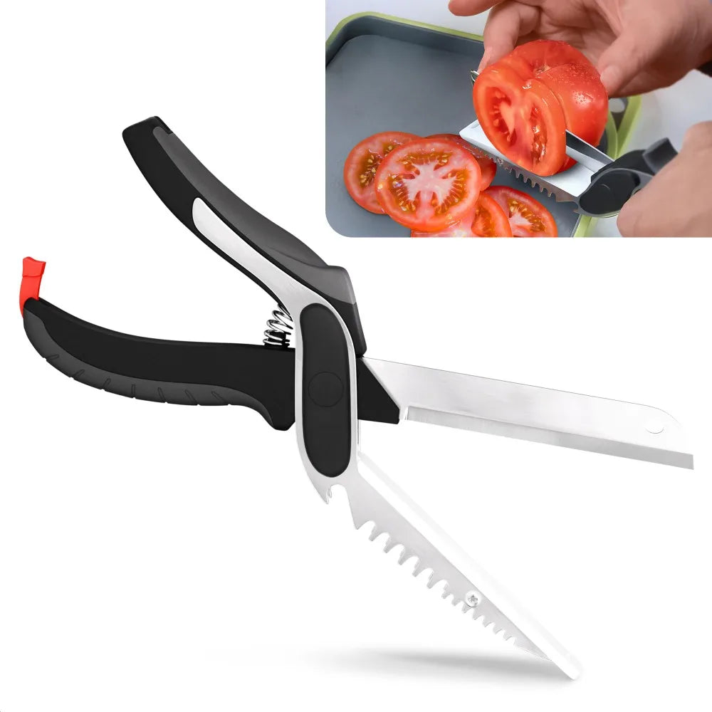 Kitchen Scissors Slicer Cutter 2-in-1 Cutting Board Scissors Multifunction Kitchen Shears Knife for Food and Vegetable Chopping