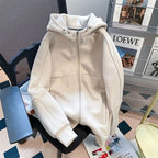 American Style Oversize Jacket Women Lazy Hooded Zipper Hoodies Autumn Winter Coat Female Long Sleeve Outerwear Zipper Cardigan