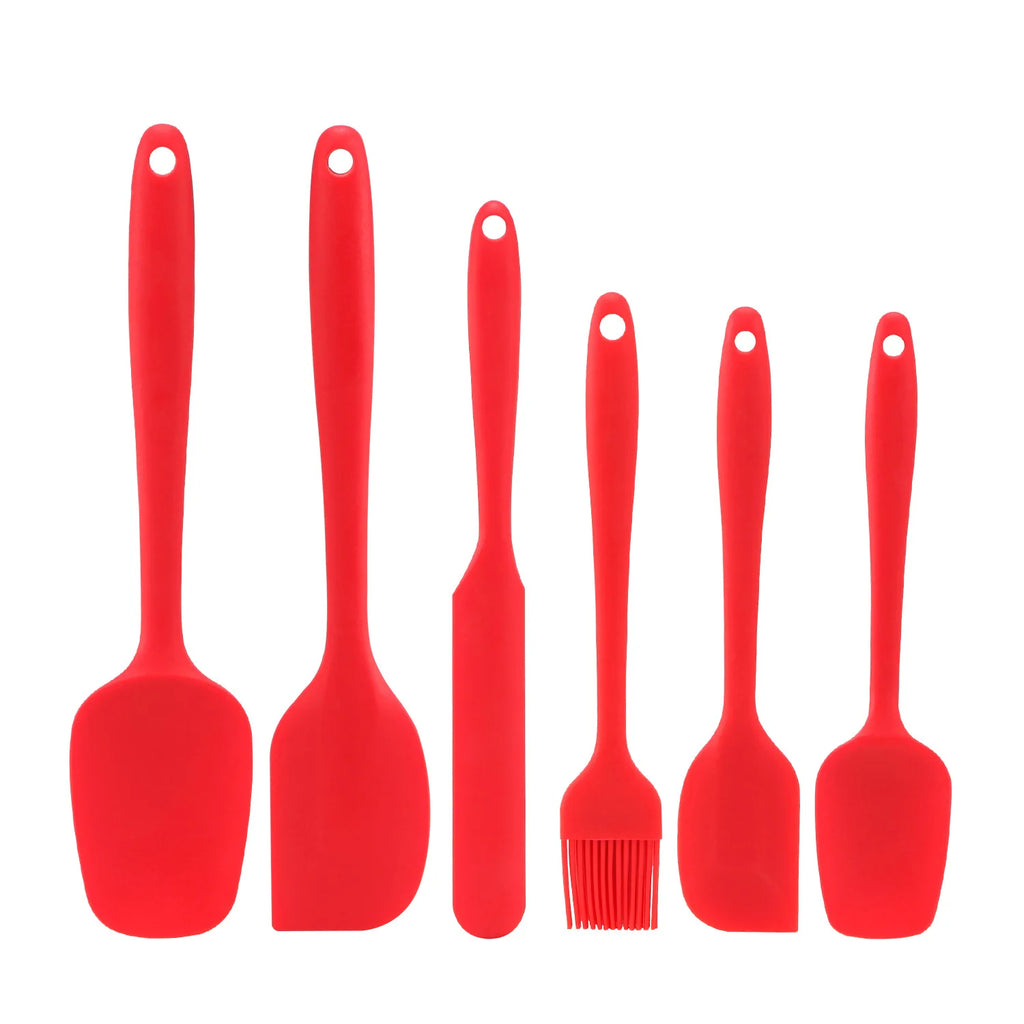 6 Pcs/Set Silicone Spatula Set Food Grade Non Stick Heat Resistant Spatulas Turner for Cooking Baking Mixing Baking Tools
