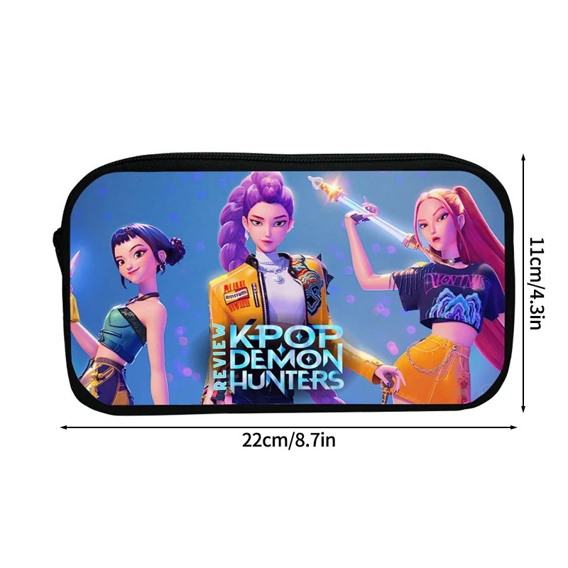 Large Capacity Demon Hunter Pencil Case Cartoon Stationery Organizer Pouch Back to School Pen Bag Makeup Bag Supplies