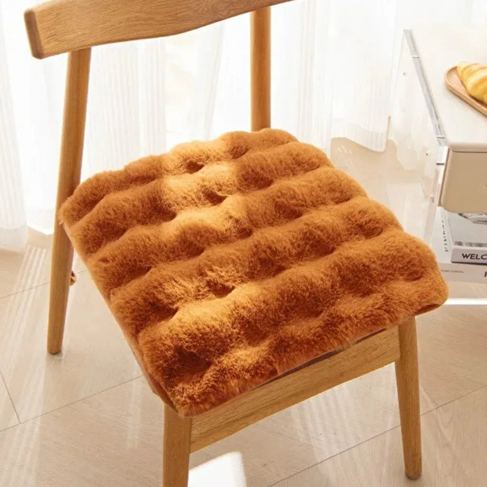 Warm Rabbit Plush Plush Chair Seat Non Slip Thickened Winter Chair Pads Square Chair Seat Pads Home