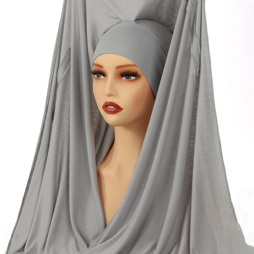 Newest Instant Chiffon Hijab With Magnetic Buckle Solid Color Woman Muslim Hijab Scarf Islamic Turban Fashion Headband Shawl