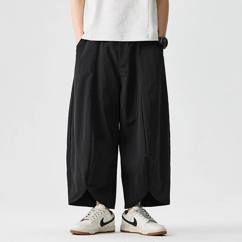 2025 Summer Wide Leg Pants Men sales Casual Pants Japanese Styles Samurai Costume Harun Pants Men Lantern Trousers Sweatpants