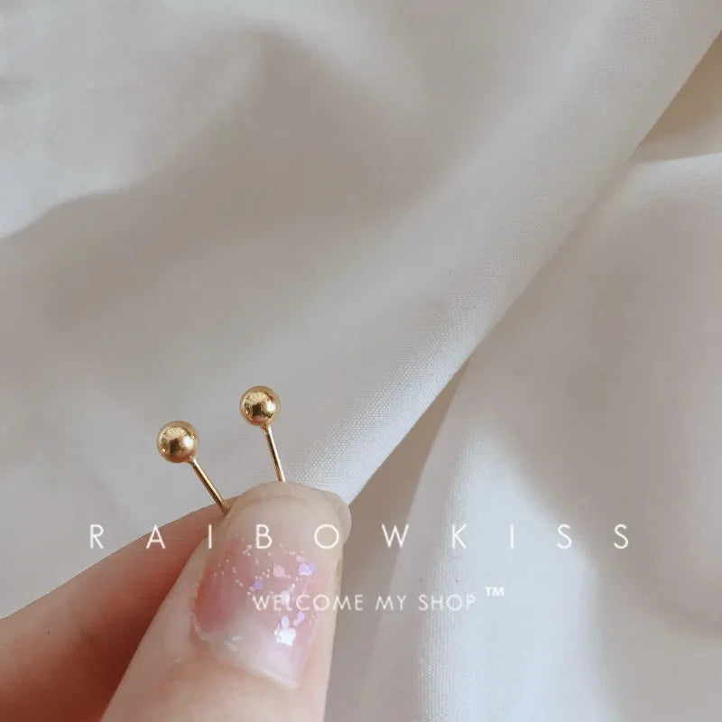 Metal Gold Color Multiple Styles Small Stud Earrings for Women Korean Jewelry Fashion Daily Wear Teen Earrings Jewelry Gift