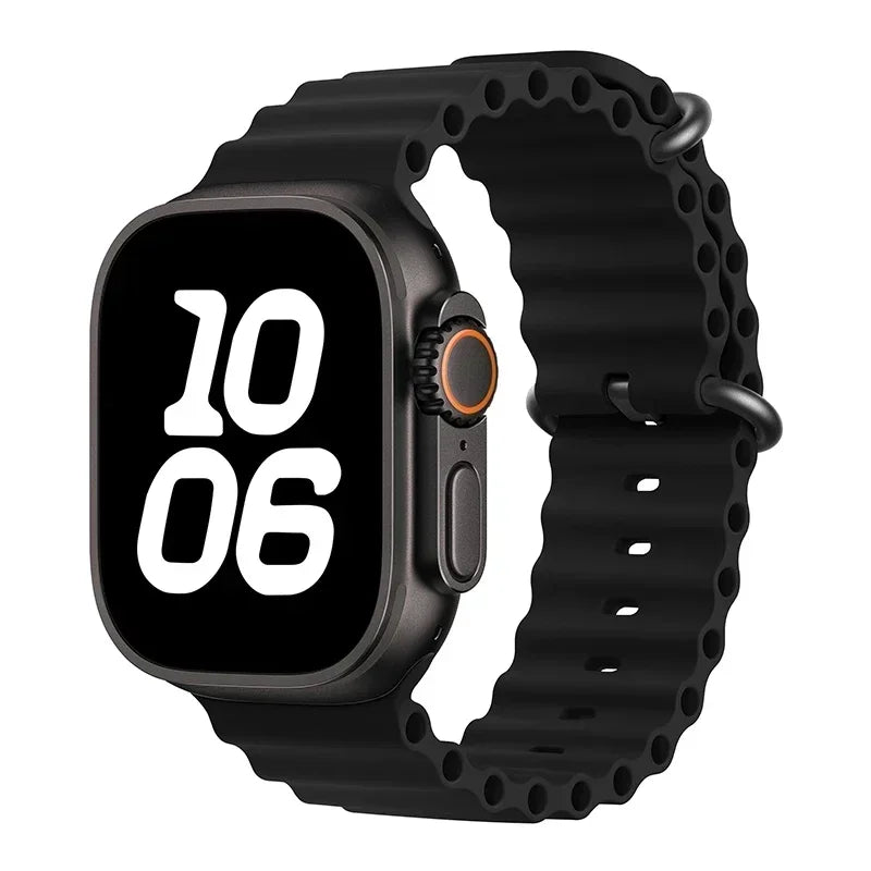 Ocean Strap for Apple Watch Ultra 2 Band 49mm 44mm 40mm 45mm 41mm 42mm 46mm 38mm Silicone Bracelet iWatch Series 10 9 SE 8 7 6 5