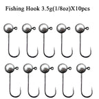 10pcs/lot Jig Head Fishing Hook 1g 2g 3.5g 5g 7g 10g Round Ball Jig Head Fishhook Soft Worm Fishing Accessories
