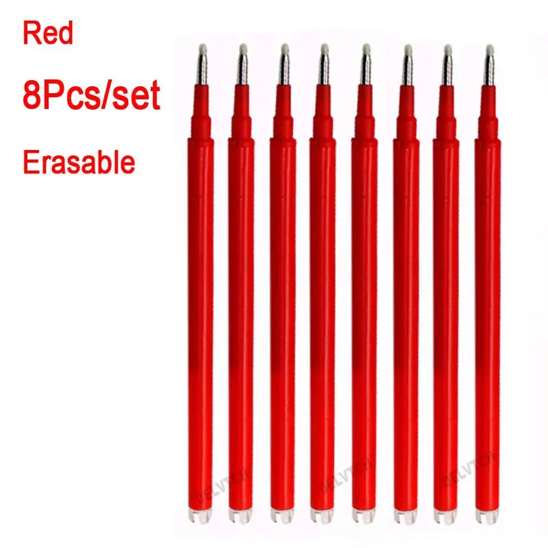 4Pcs/Set 0.7mm Erasable Gel Pen Retractable Handle Office School Writing Stationery Blue Black Red Ink Cartridge Refill Rods