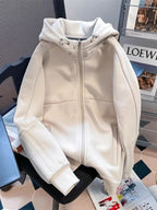 American Style Oversize Jacket Women Lazy Hooded Zipper Hoodies Autumn Winter Coat Female Long Sleeve Outerwear Zipper Cardigan