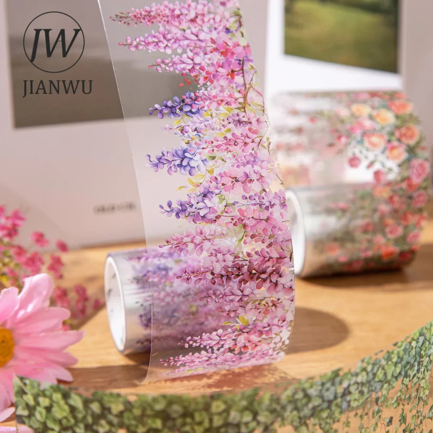 JIANWU 50mm*200cm Mountain Vines Series Vintage Plant Flower Landscaping Material Collage PET Tape Creative Journal Stationery