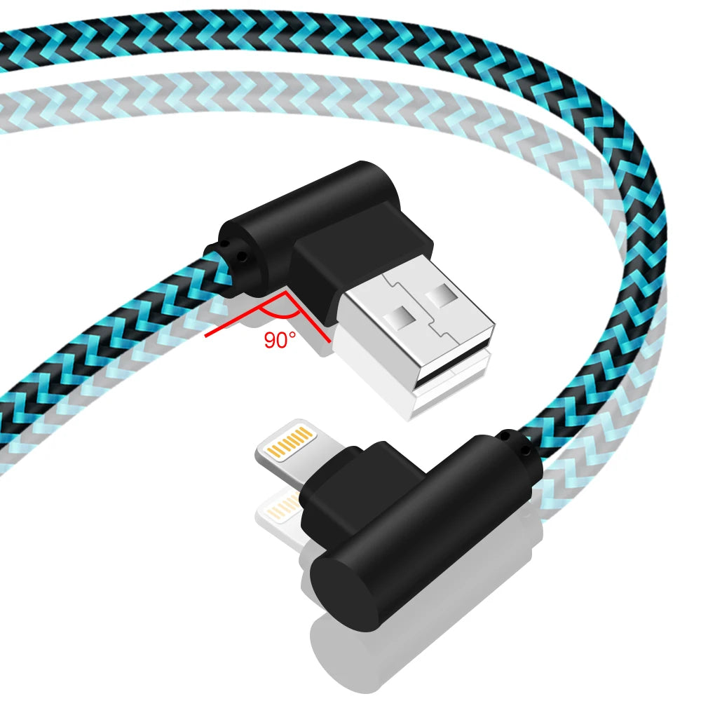 ANSEIP MFi Certified USB A to Lightning Cable for iPhone 13 14 Pro 11 12 mini XS Max XR X 7 8 Plus 90 Degree USB Charger Cable
