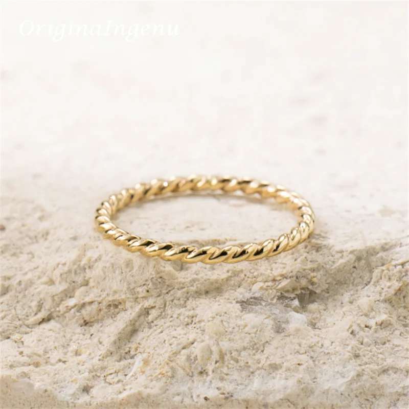 14K Gold Filled Braided Stacking Ring Handmade Minimalism Ring Dainty Women Jewelry Waterproof Jewelry Tarnish Resistant Ring