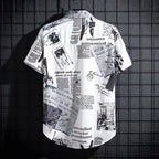 Summer short sleeved shirt men's thin style graffiti printed Hong Kong style trendy clothing beach floral loose half sleeved shi