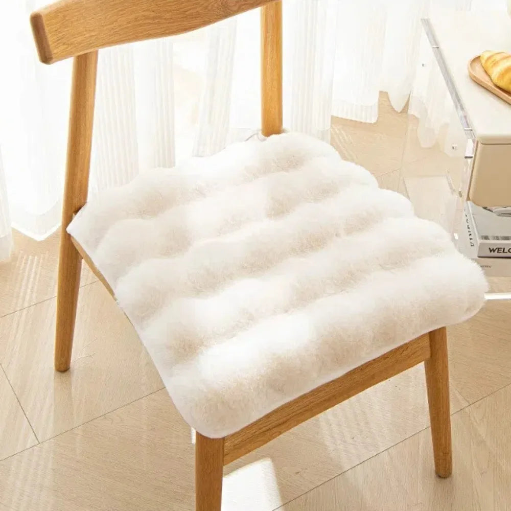 Warm Rabbit Plush Plush Chair Seat Non Slip Thickened Winter Chair Pads Square Chair Seat Pads Home