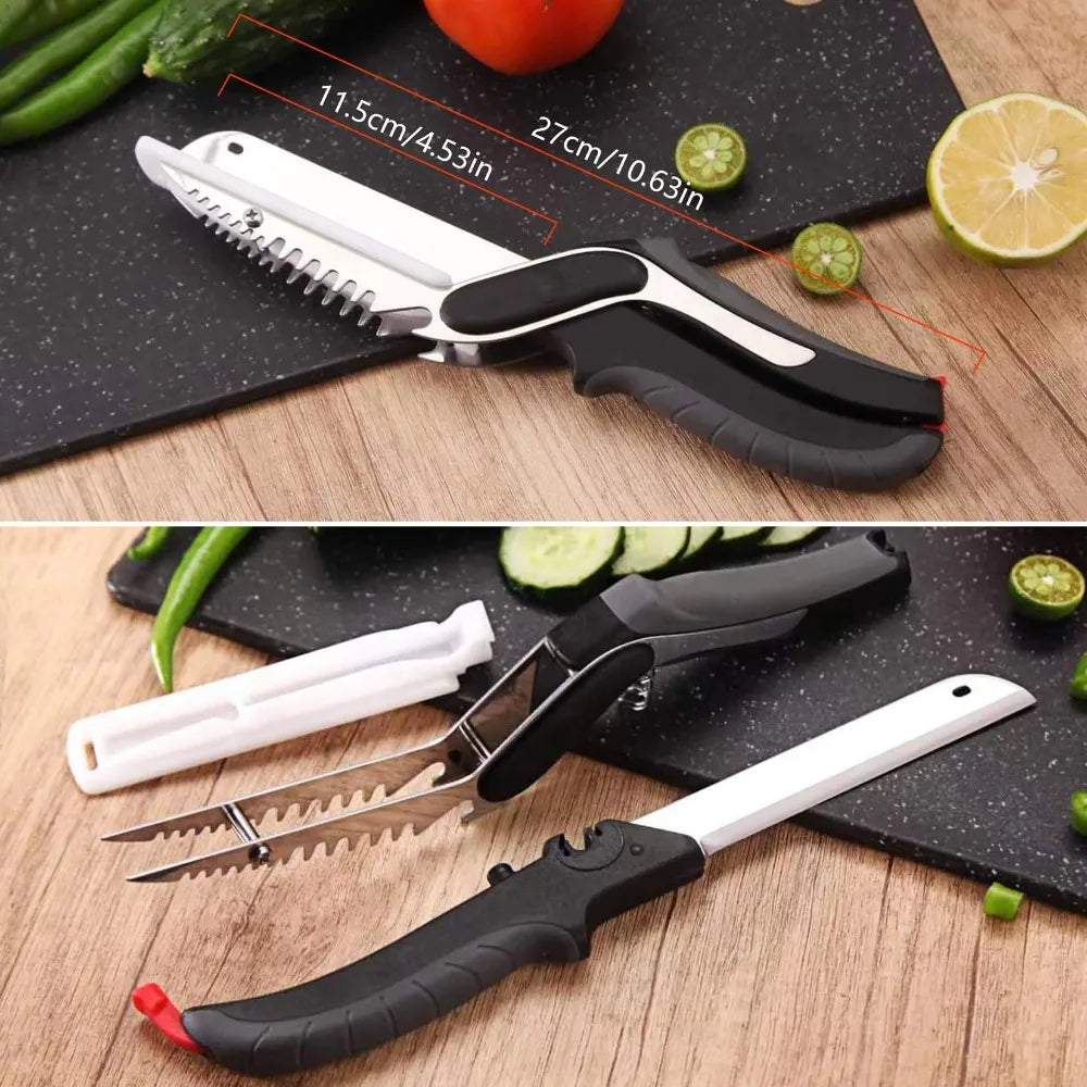 Kitchen Scissors Slicer Cutter 2-in-1 Cutting Board Scissors Multifunction Kitchen Shears Knife for Food and Vegetable Chopping