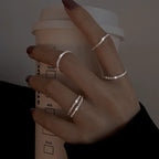 New Trendy Two-color Black Heart Rings For Women Minimalist Aesthetic Drop Of Oil Open Rings Female Metal Punk Party Jewelry