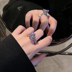 New Trendy Two-color Black Heart Rings For Women Minimalist Aesthetic Drop Of Oil Open Rings Female Metal Punk Party Jewelry