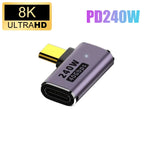 USB 4.0 PD 240W 8K 60Hz Charger Connector for Macbook 40Gbps High Speed USB C OTG U-Shape Straight Angle Male to Female Adapter