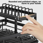 Bowl Rack - 2 Tier Dish Drainer Storage Adjustable Space Saving Kitchen Utensil Organizer for Plates Cups Cutlery