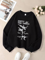 Empty The Tanks Dolphin Printed Sweatshirts Womens Winter Fleece Warm Hoodies Crewneck Loose Pullovers Basics Sporty Clothes
