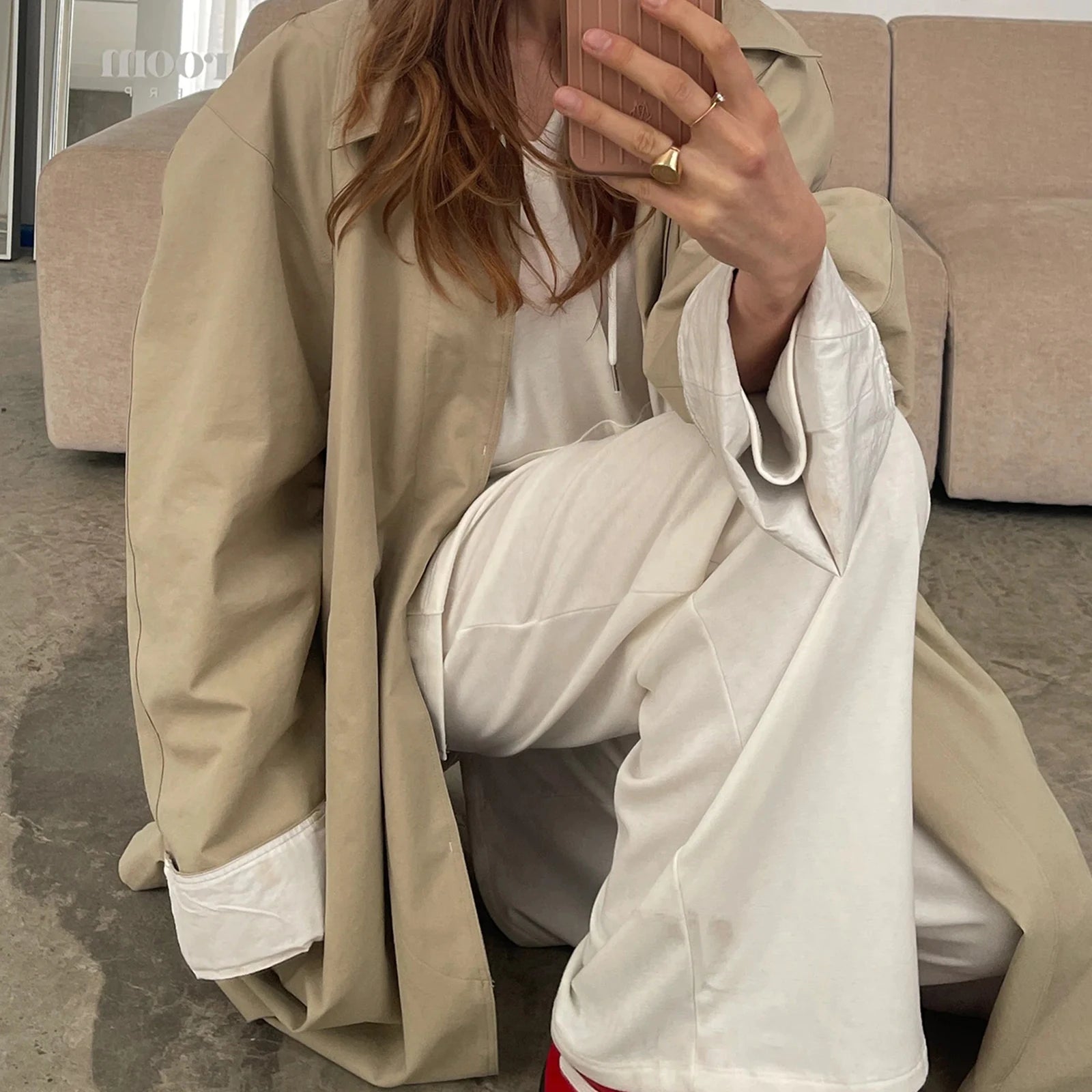 Women Autumn Vintage Two Piece Outfits Pants Sets Long Sleeve Hoodie Sweatshirts and Pants Solid Activewear Set with Pockets