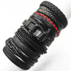 10 Pcs/set Black Wrap Woven New Fashion Handmade Men Bracelets Male Women Leather Bracelets Men Bangle Wholesale Jewelry Gift